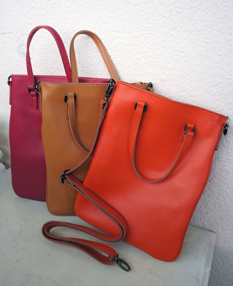 給Rebecca Hsu的真皮小包_橫式版 - Handbags & Totes - Genuine Leather Pink
