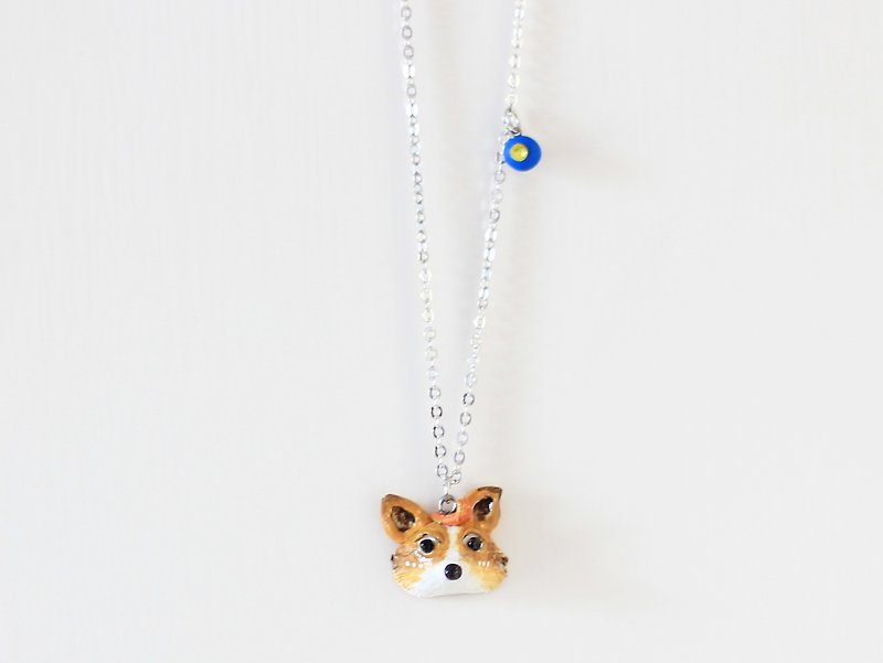 Welsh Corgi necklace - Handmade necklace, Dog necklace, Polymer Clay pendant - Necklaces - Other Materials 