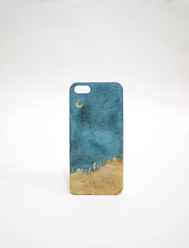 【金色月夜－手繪系列】iPhone 手機殼 - 手機殼/手機套 - 塑膠 藍色