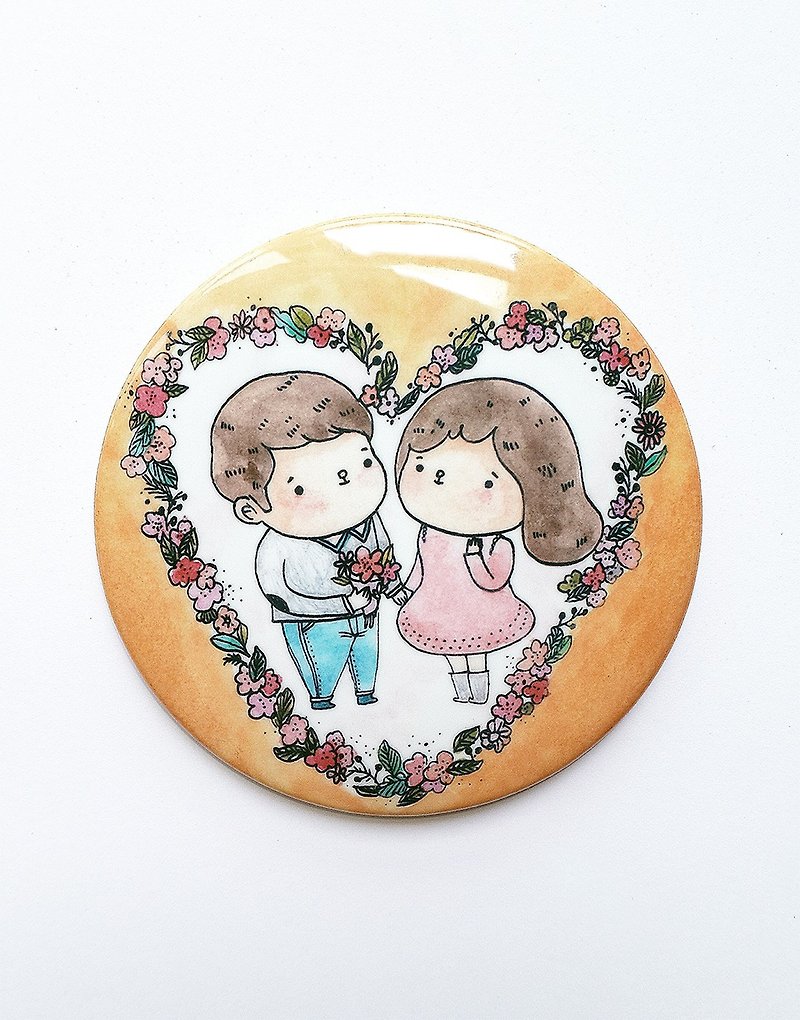 Elvis Presley Unlovable Color Illustration Big Badge/Love Song Theme of YOU AND ME/58mm/Valentine's Day Wedding Small Objects/Yellow - เข็มกลัด/พิน - พลาสติก สีเหลือง