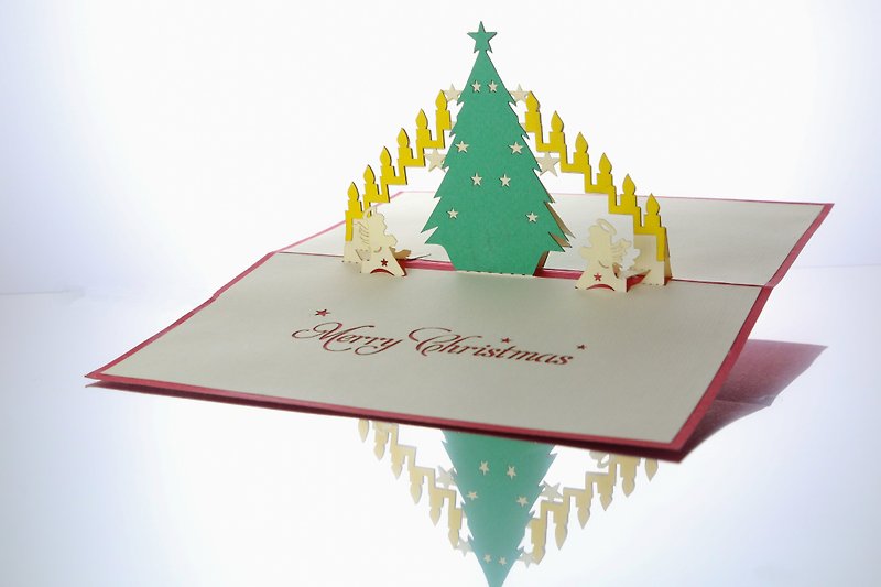 3D Christmas tree pop-up card - การ์ด/โปสการ์ด - กระดาษ สีแดง