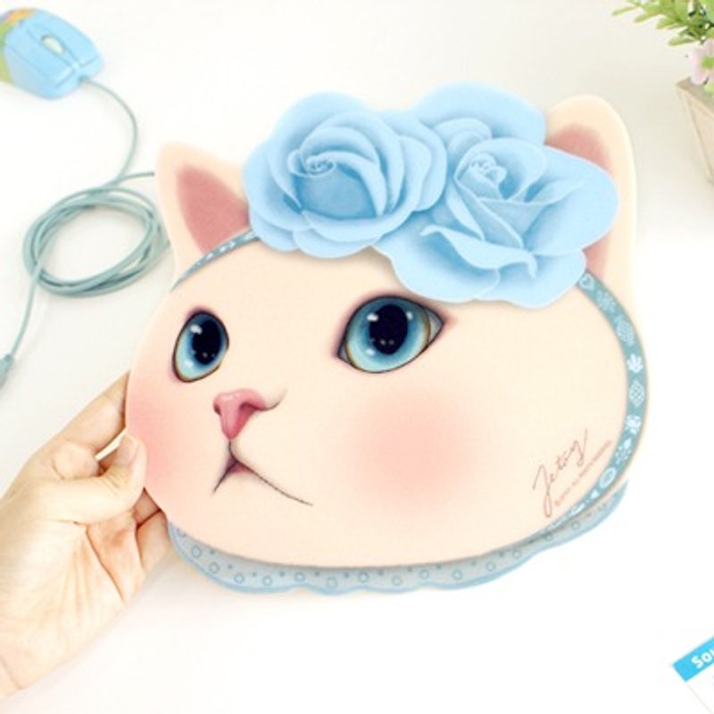 チューチュー甘い猫の友人マウスパッド_Blueバラ - その他 - プラスチック ブルー