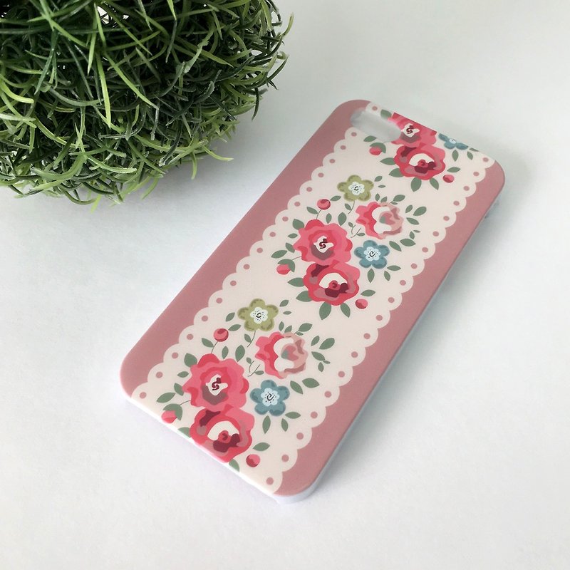 Vintage Floral Pink Pattern Blue Print Soft / Hard Case for iPhone X,  iPhone 8,  iPhone 8 Plus, iPhone 7 case, iPhone 7 Plus case, iPhone 6/6S, iPhone 6/6S Plus, Samsung Galaxy Note 7 case, Note 5 case, S7 Edge case, S7 case - Phone Cases - Plastic Pink