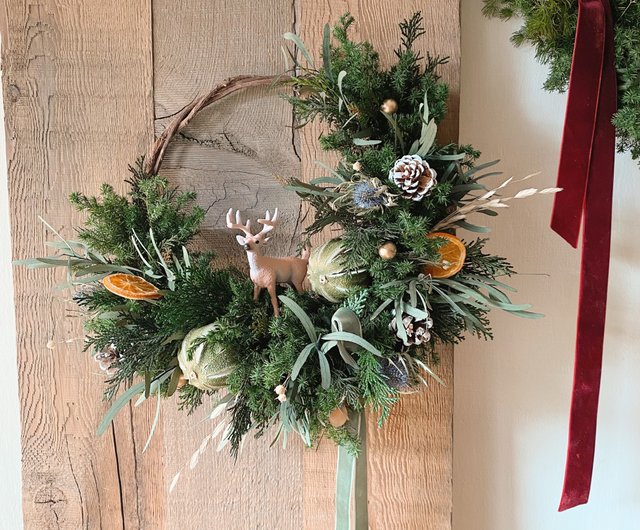 Everlasting Cedar Christmas Wreath Half Circle Wreath