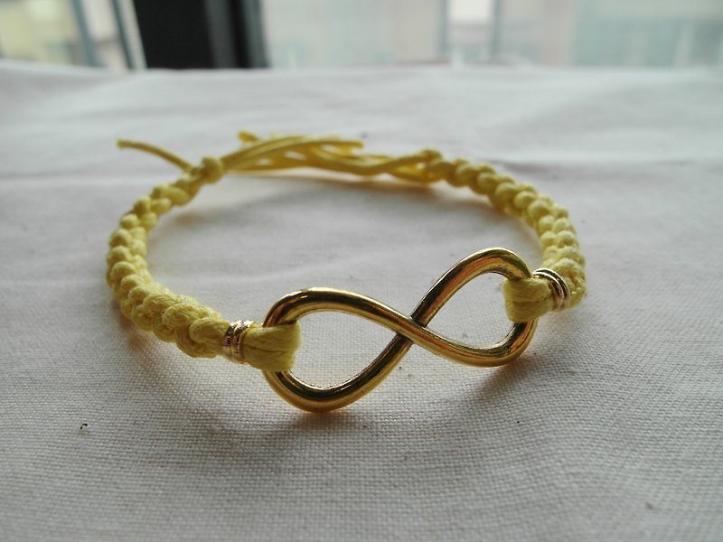 ~ M + Bear ~ Love Unlimited Love Unlimited, 8 wax rope braided bracelet (golden) - สร้อยข้อมือ - โลหะ สีเหลือง
