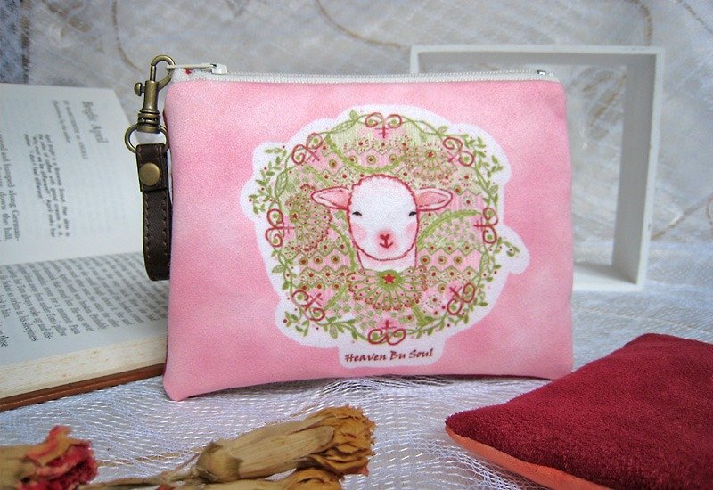 <Animals in the Secret Land> Proud Sheep big size coin purses ( big size) - Coin Purses - Polyester Pink