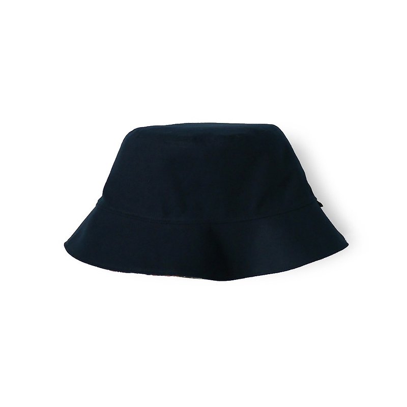 Nostalgic vintage label double-sided fisherman hat - หมวก - ผ้าฝ้าย/ผ้าลินิน สีน้ำเงิน