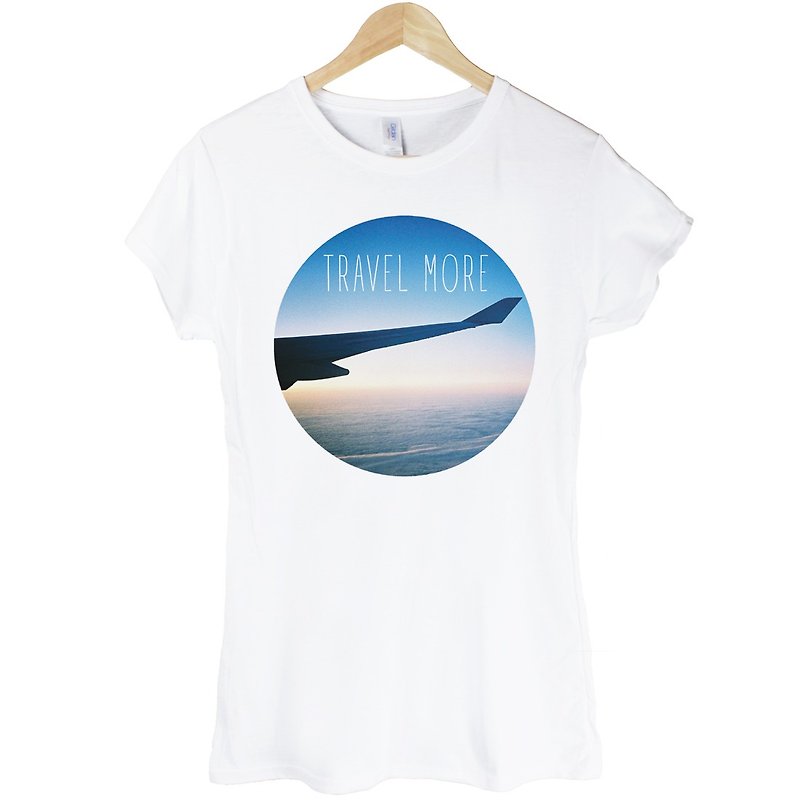 TRAVEL MORE Short-sleeved T-shirt for girls-white multi-travel photography photos LOMO young life Wenqing fashion design own brand fashion - Women's T-Shirts - Cotton & Hemp White