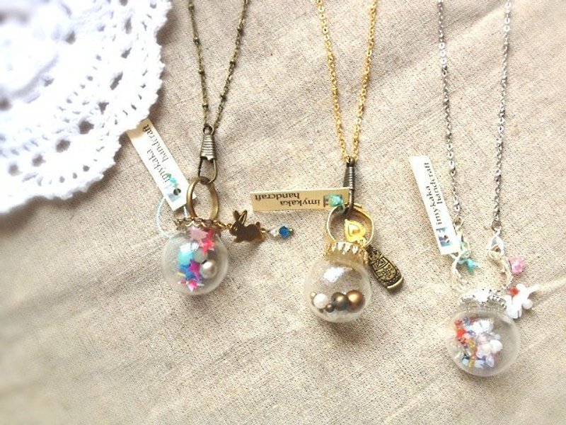 [Imykaka] dream crystal ball - ring + necklace / dual valentines - Necklaces - Other Metals Multicolor