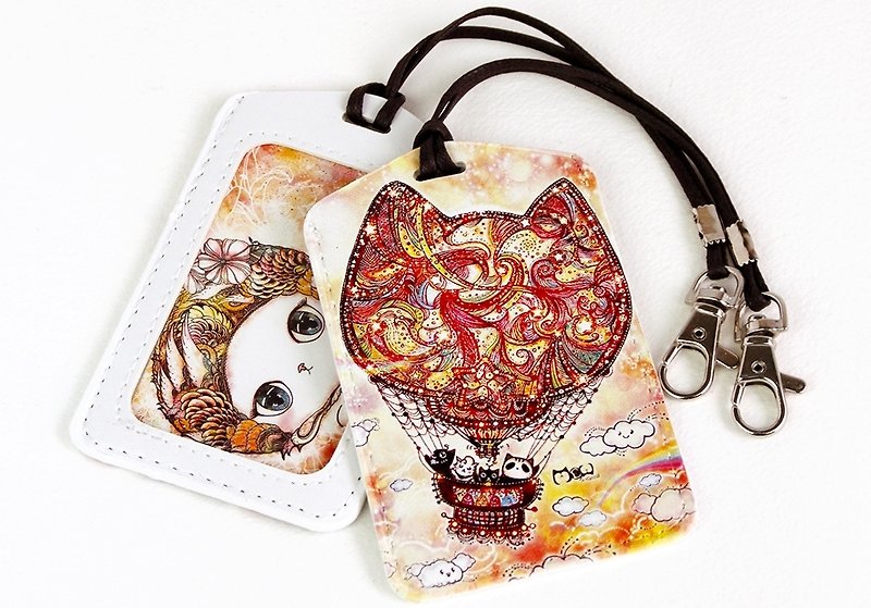 Lanyard Card Holder | Leisure Card Holder | Luggage Tag-Cat Hot Air Balloon - ID & Badge Holders - Plastic 