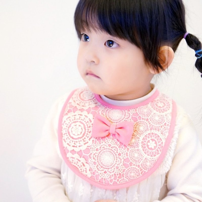 PUREST baby collection [US] how to pocket pink bow pink lace pinafore [paragraph] - Bibs - Cotton & Hemp Pink