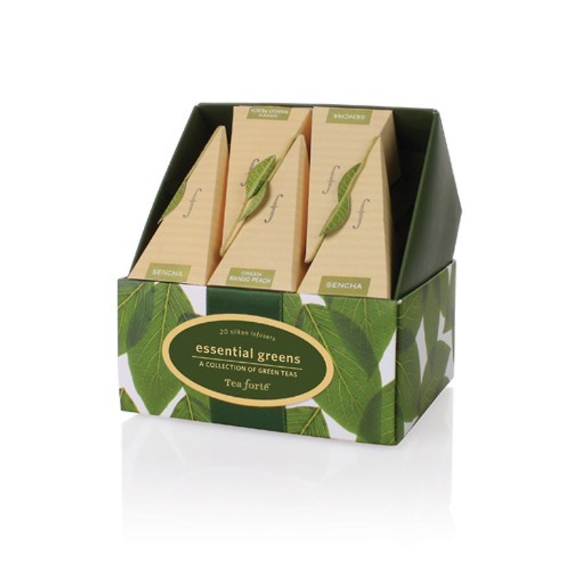 Tea Forte 10入金字塔絲質茶包 - 極品綠茶 Essential Greens Petite Ribbon Box - 茶葉/漢方茶/水果茶 - 其他材質 