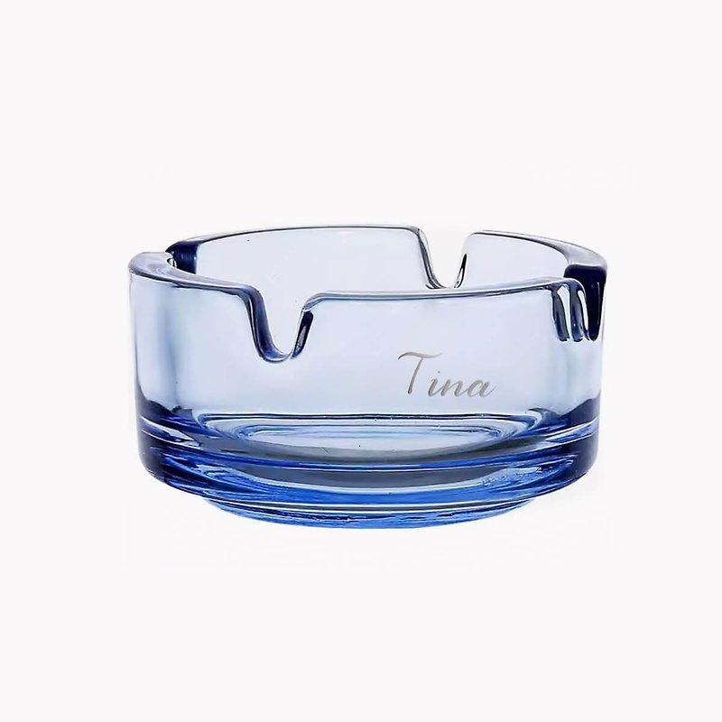7cm【刻字玻璃煙灰缸】海洋藍色菸灰缸客製禮物 老公禮物 父親節 - 裝飾/擺設  - 玻璃 藍色