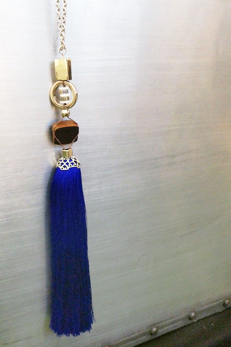 "Still & Motion" Tassel long necklace - blue (Hong Kong Design brand) - สร้อยคอ - วัสดุอื่นๆ สีน้ำเงิน