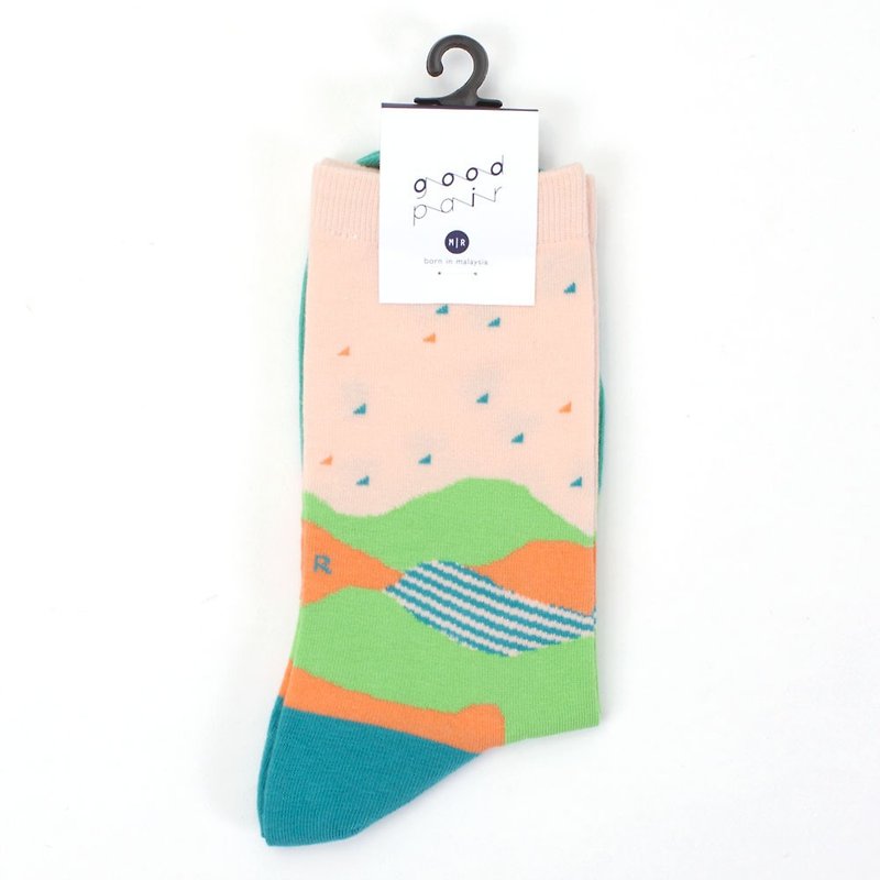 嫩綠 襪子 幾何襪子 短襪 男生襪子 女生襪子 設計師襪子 - 襪子 - 其他材質 橘色