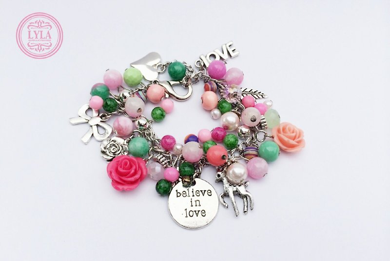 [BELIEVE IN LOVE] pink section - Bracelets - Acrylic Pink
