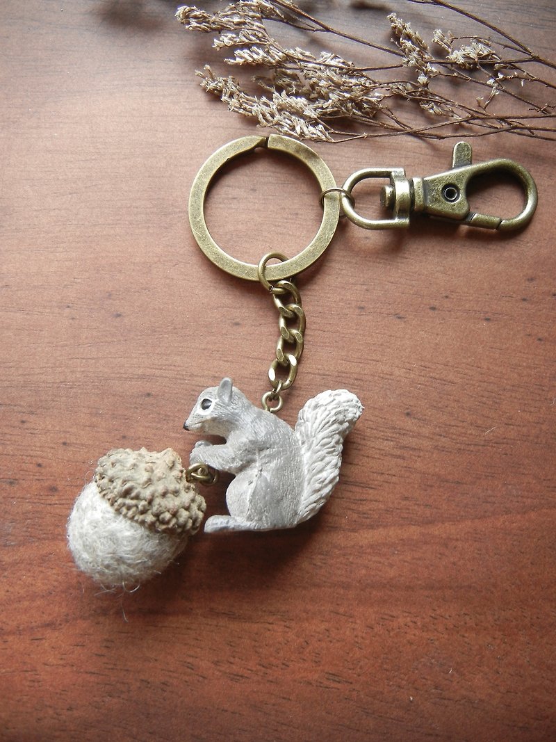 * Coucoubird * Acorn eating squirrel - gray - Keychains - Plastic 