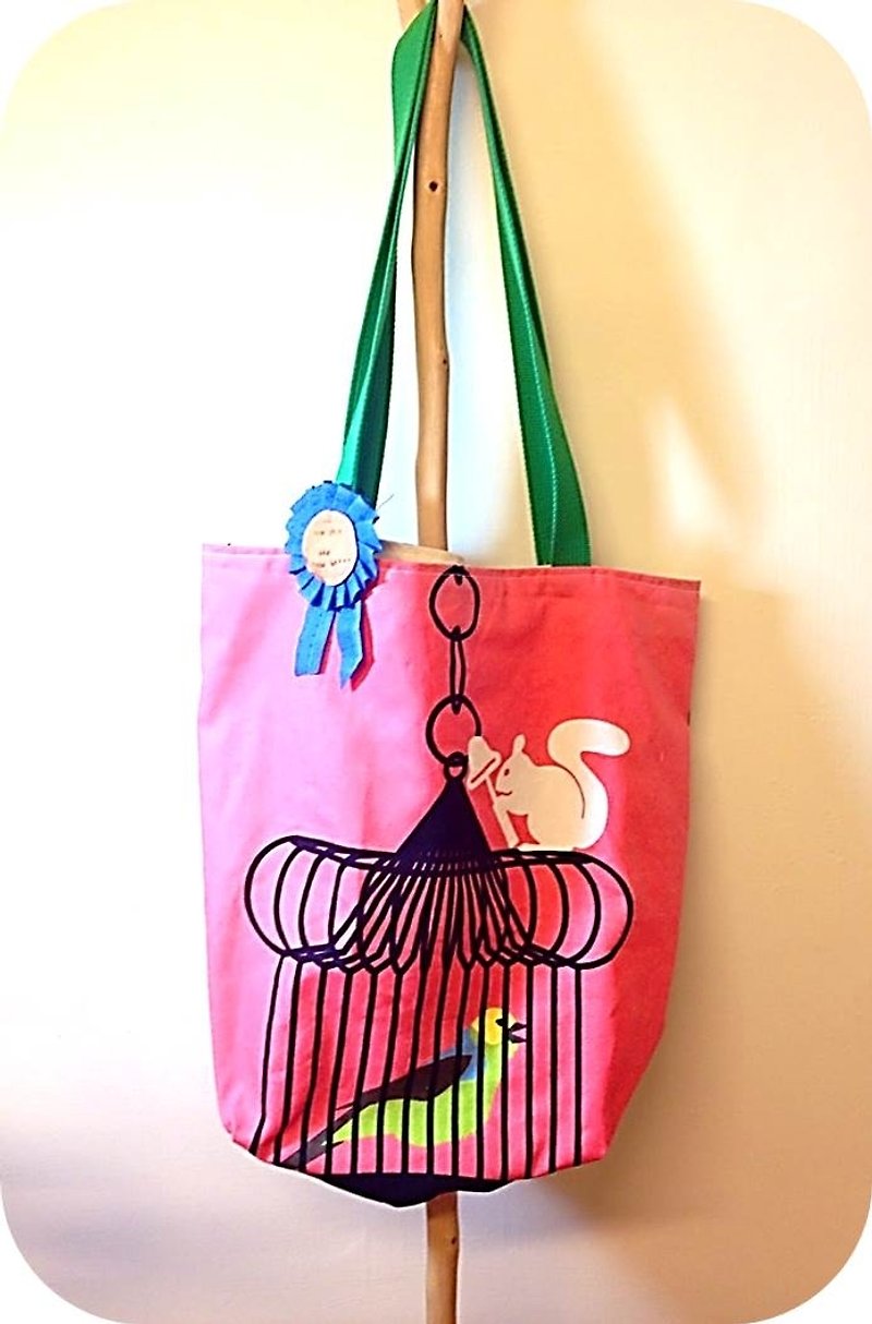[Just a Simple Tote] squirrels aviculture - Messenger Bags & Sling Bags - Other Materials Pink