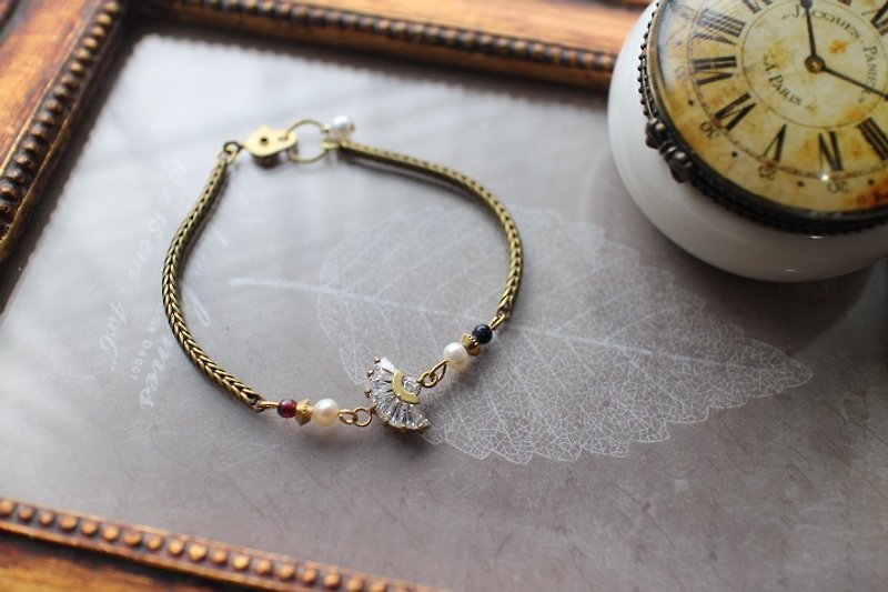 Vienna - sector neoclassical CZ / Natural Stone / Freshwater Pearl / Brass Bracelet - Bracelets - Other Materials 
