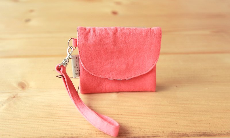 [Short clip purse] Christmas exchange gift selection - washed canvas red - Wallets - Other Materials 