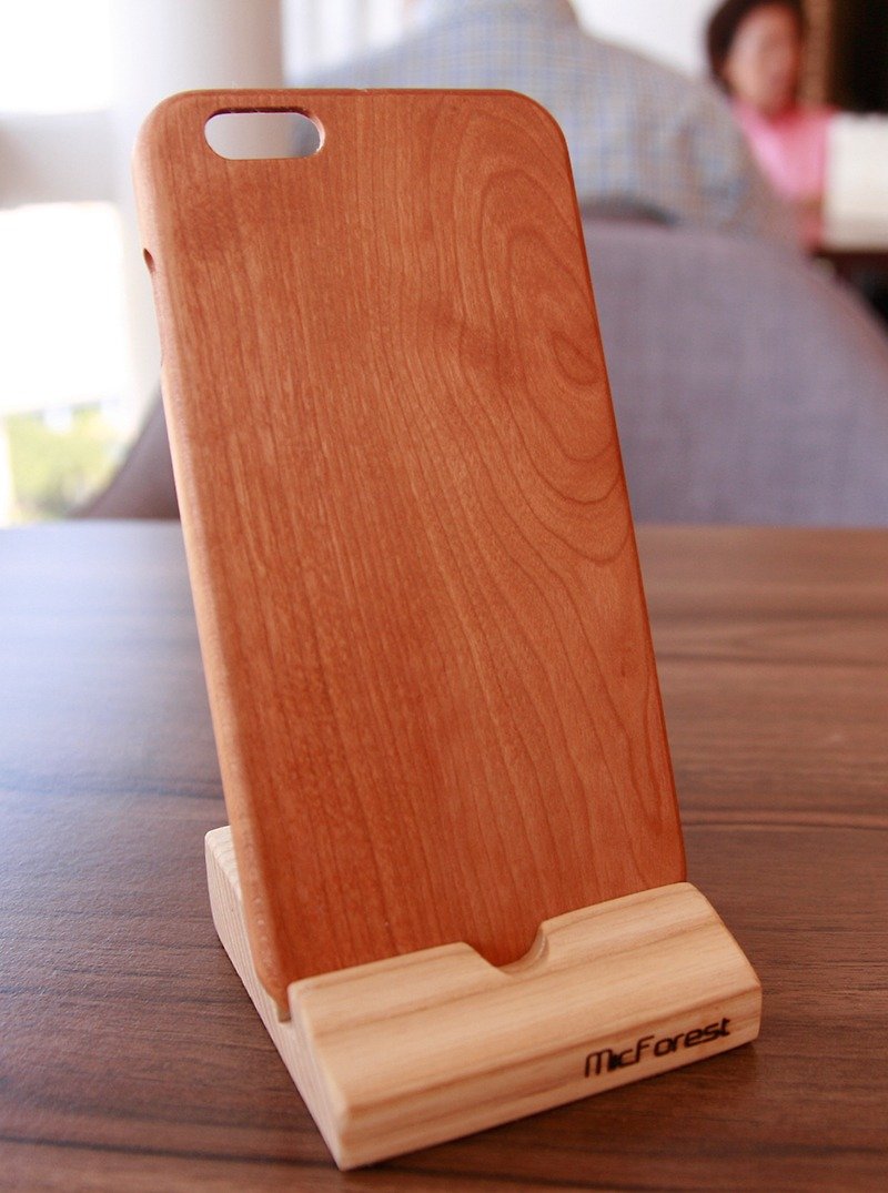 微森林．iPhone 6 Plus 純原木 木製手機殼 櫻桃木 D-CWP01-005 贈木製手機座 - その他 - 木製 オレンジ