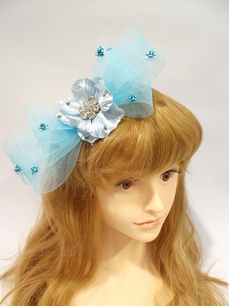大網紗蝴蝶結 頭飾帽飾-Lisa-Snail Design - 髮夾/髮飾 - 其他材質 藍色