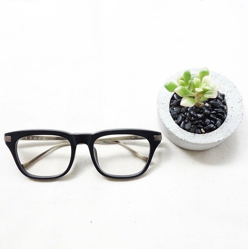 Black Box titanium glasses frame metal temples - Glasses & Frames - Plastic Black