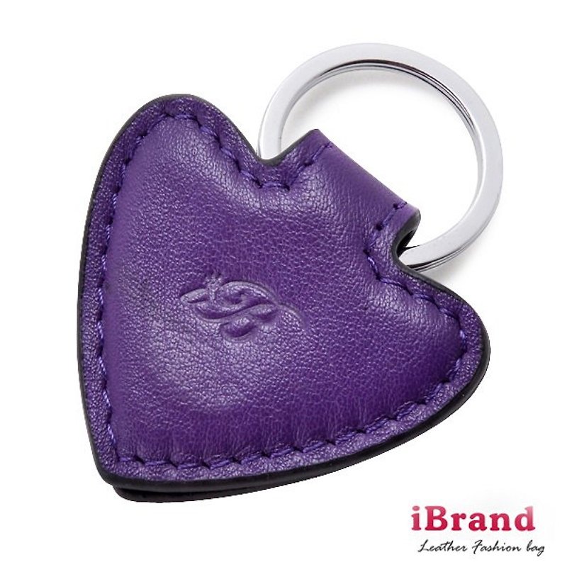 【i Brand 真皮配件】玩美配件-玩色牛皮LOGO愛心鑰匙圈-蘿蘭紫 - Other - Genuine Leather Purple