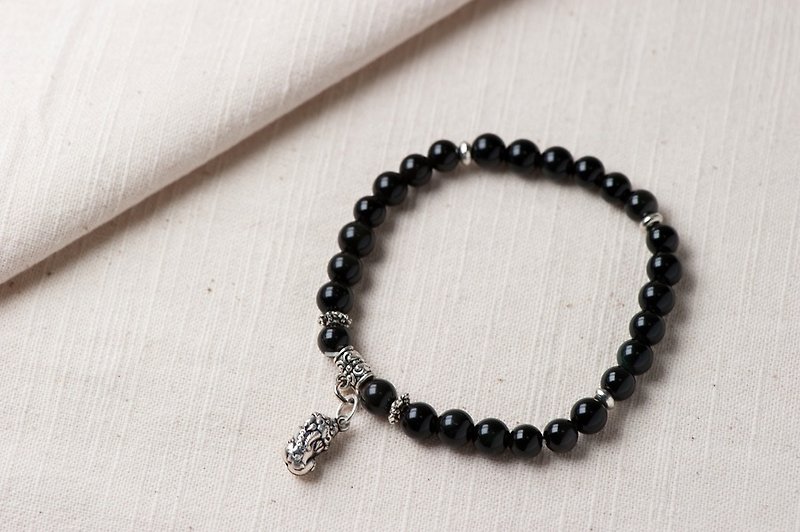 Prosperity – Black Obsidian with pí xiū  - Bracelets - Other Materials Black