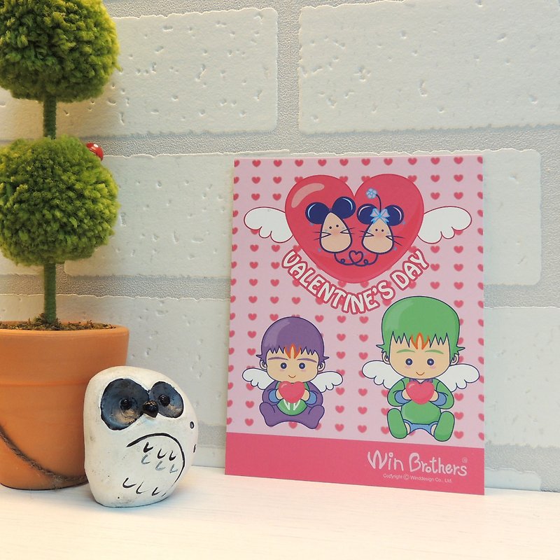 Eryun Brothers Postcard (Valentine's Day) WinBrothers PosterCard-Valentine's Day - การ์ด/โปสการ์ด - กระดาษ สึชมพู