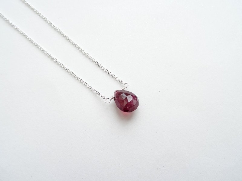 :: Daily Jewels :: single drop section Tourmaline Tourmaline Silver bare sense necklace / clavicle chain (pink, large) - Necklaces - Gemstone Red
