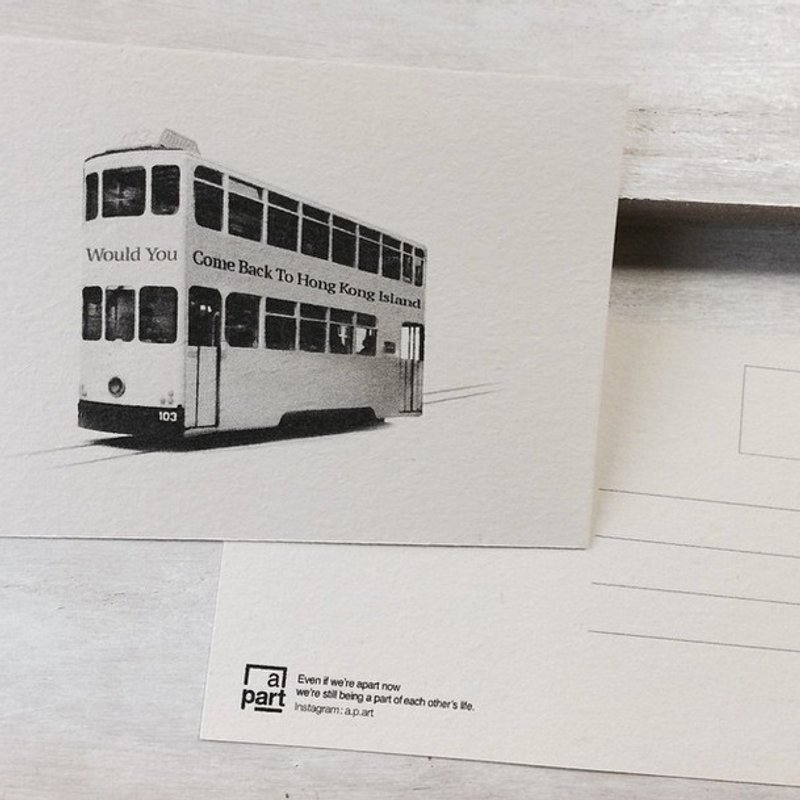 Ding Ding Tram // Hong Kong Postcard - การ์ด/โปสการ์ด - กระดาษ สีดำ