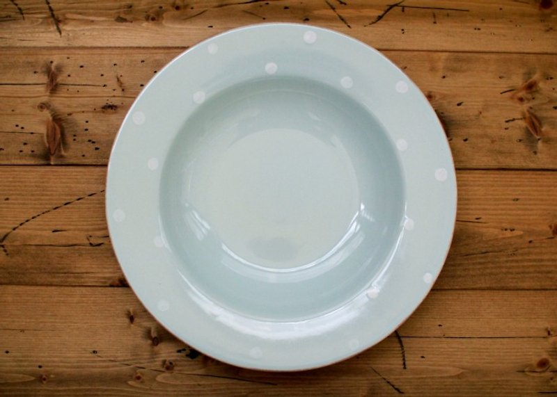 母親節55折葡萄牙Costa Nova湖水藍水玉點點義大利麵盤 湯盤 - 盤子/餐盤/盤架 - 陶 