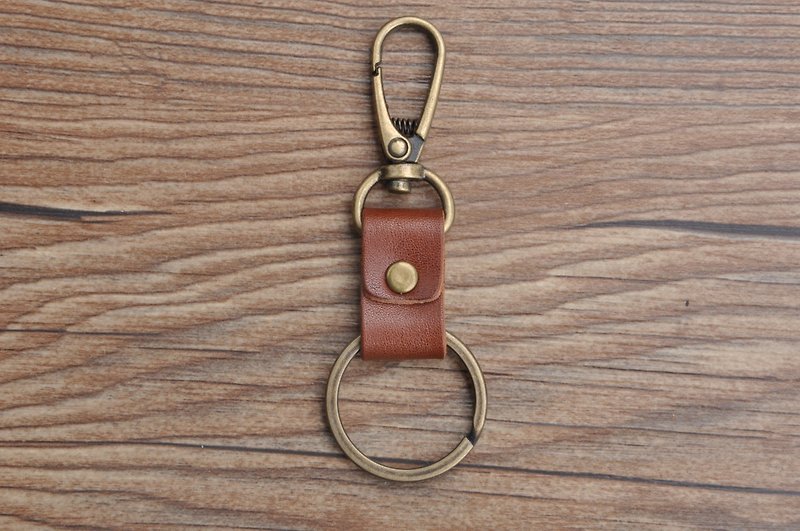 Men buy one get one free leather bronze keychain key chain waist car keychain simple gift - Keychains - Genuine Leather 