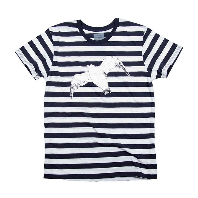 Marin border ⭐ there ladies size. Gull illustrations T-shirt - เสื้อยืดผู้หญิง - ผ้าฝ้าย/ผ้าลินิน 