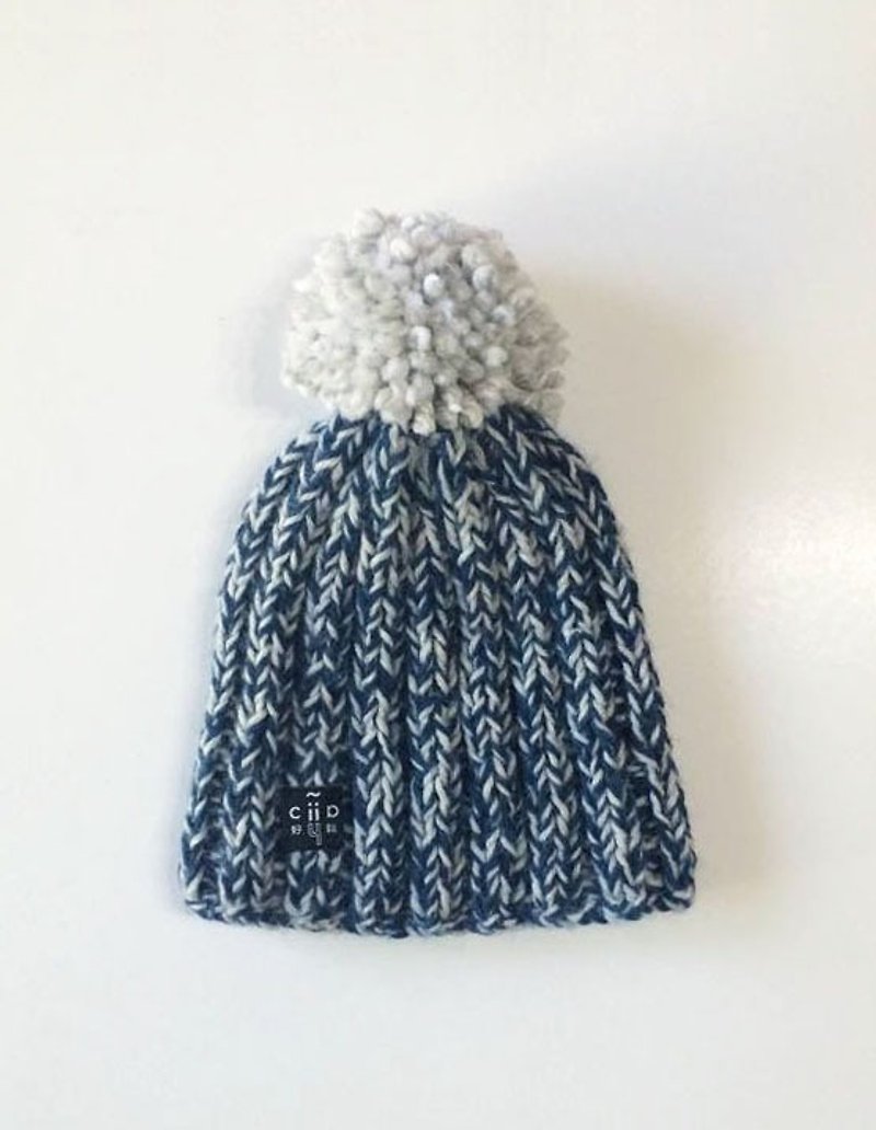 studio chiia 手作毛帽 毛線帽 (大地藍灰) 羊駝毛限定 - 帽子 - 其他材質 藍色