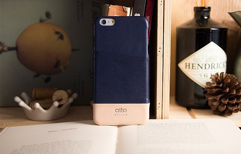 Alto iPhone 6Plus / 6S Plus leather phone case back Metro - Navy / qualities - Phone Cases - Genuine Leather Blue