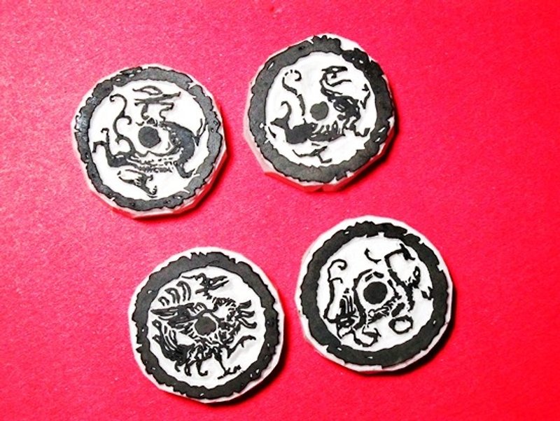 Apu Handmade Seal Chinese Classical Han Dynasty Tuobei Four Gods Stamp Set 4 Selections - ตราปั๊ม/สแตมป์/หมึก - ยาง 