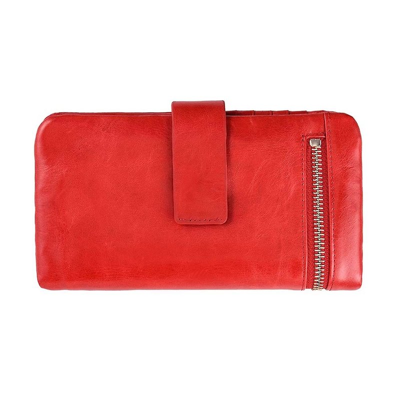 ESTHER Clip _Red / Red - กระเป๋าสตางค์ - หนังแท้ สีแดง