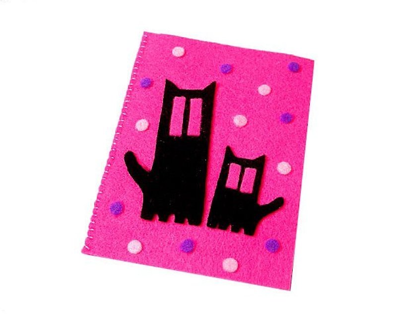 手作りの不織布カード_長目の猫のユニバーサルカード - カード・はがき - その他の素材 ピンク