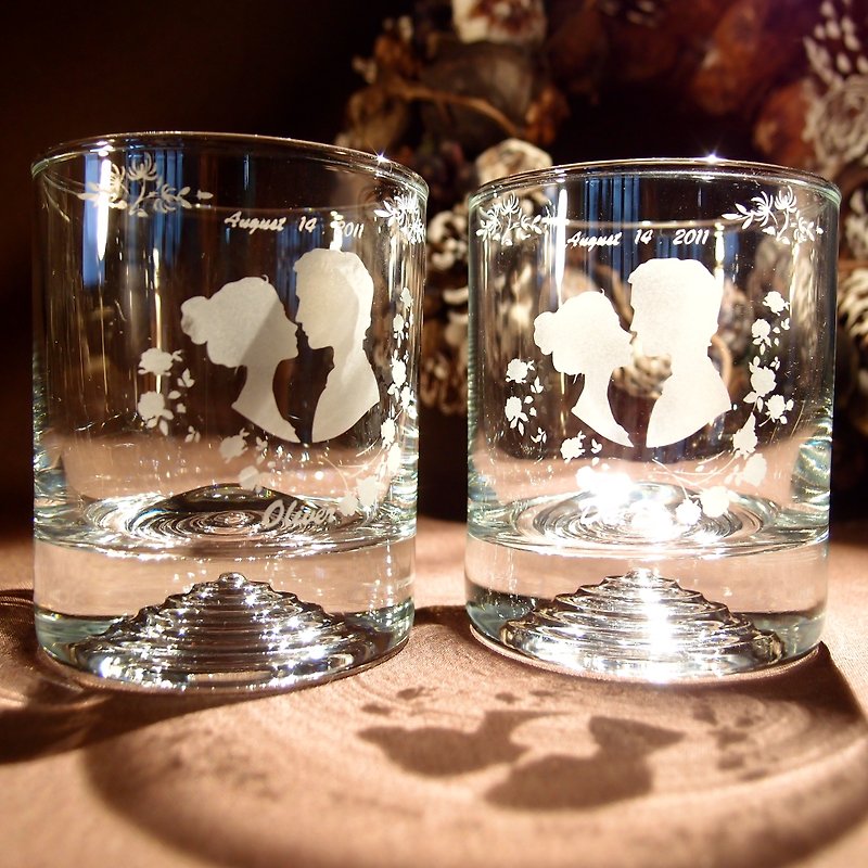 玻璃雕刻-手作【Ocean漩渦威士忌杯】-『情侶對杯』刻製訂作 - 急須・ティーカップ - ガラス ホワイト