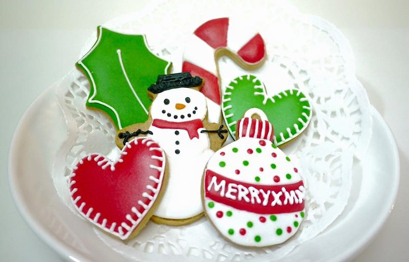 Happy Christmas Snowman sugar cookie compositions by anPastry - Handmade Cookies - Fresh Ingredients White