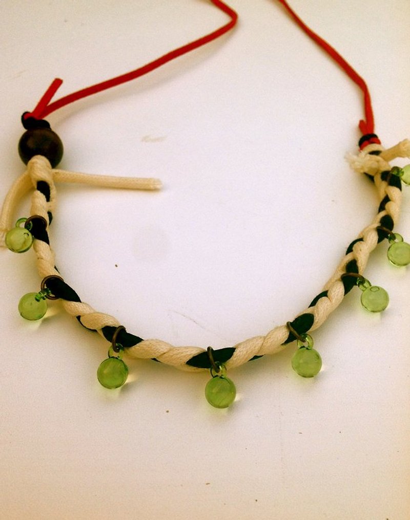 Coronation necklace ∞ green grapes [Limited] - Necklaces - Cotton & Hemp Multicolor