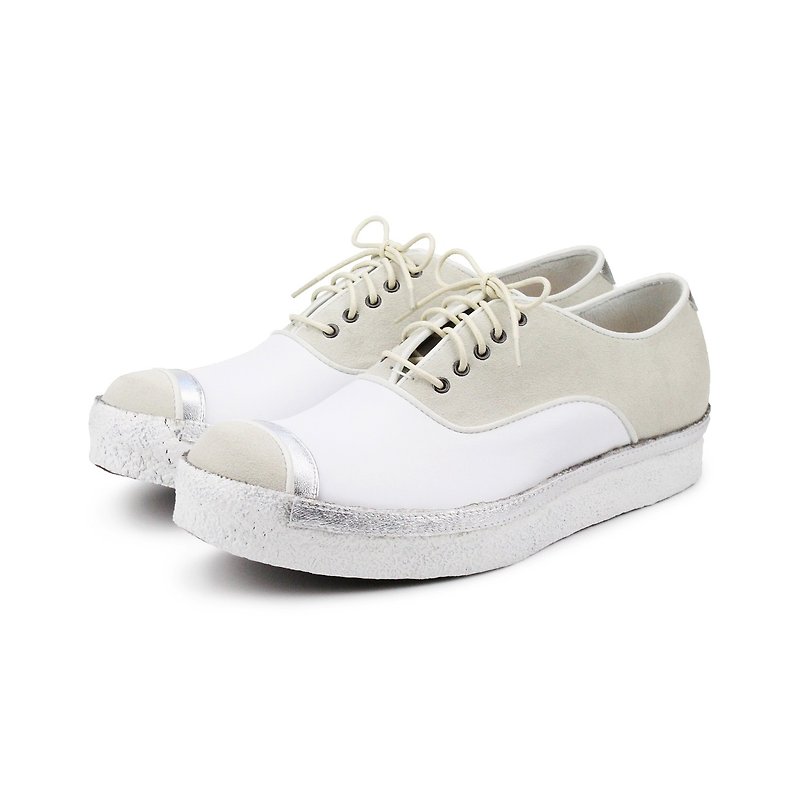 Leather sneakers Snow Killer M1153 White - Men's Oxford Shoes - Genuine Leather White