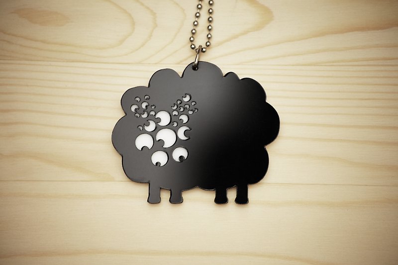 【Peej】‘Radio-Active Sheep’ Double layered Acrylic key chains/necklaces - Necklaces - Acrylic Black