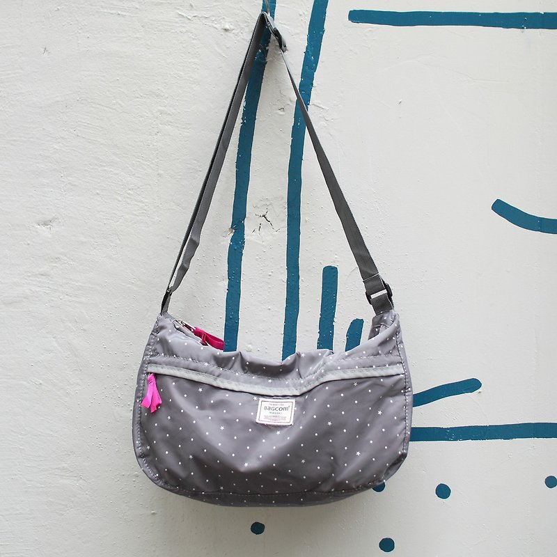 Winifred Foldable Shoulder Bag_silver grey_100418 - Messenger Bags & Sling Bags - Polyester Gray