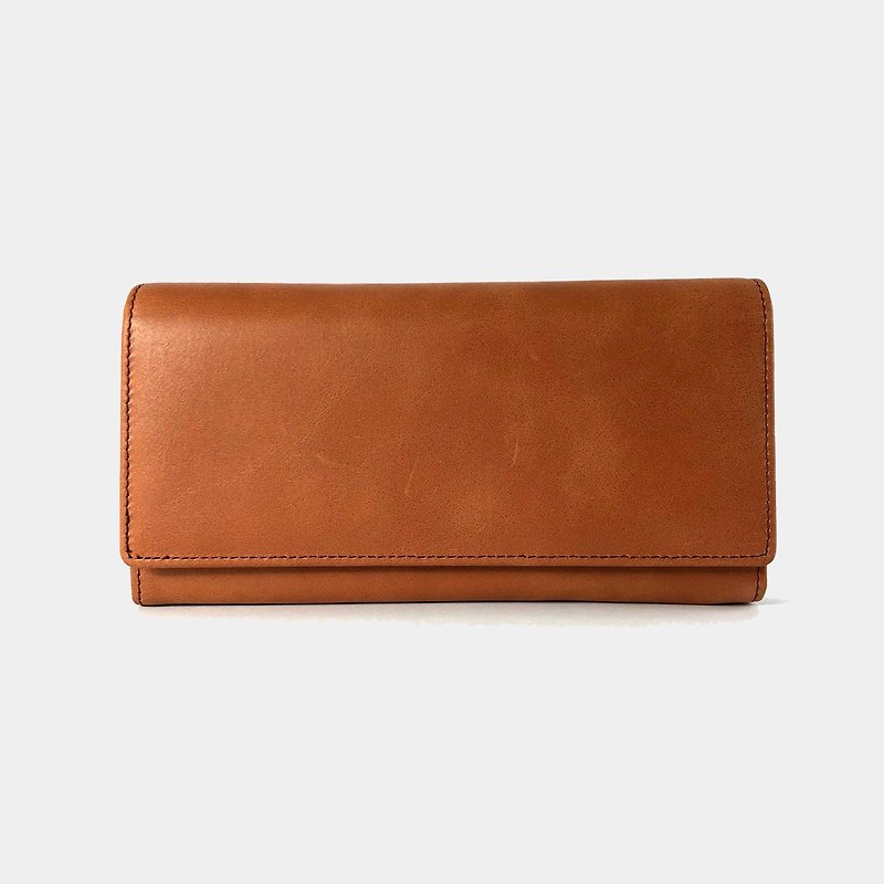 Aubrey Envelope Leather Wallet – Autumn Orange - กระเป๋าสตางค์ - หนังแท้ สีส้ม
