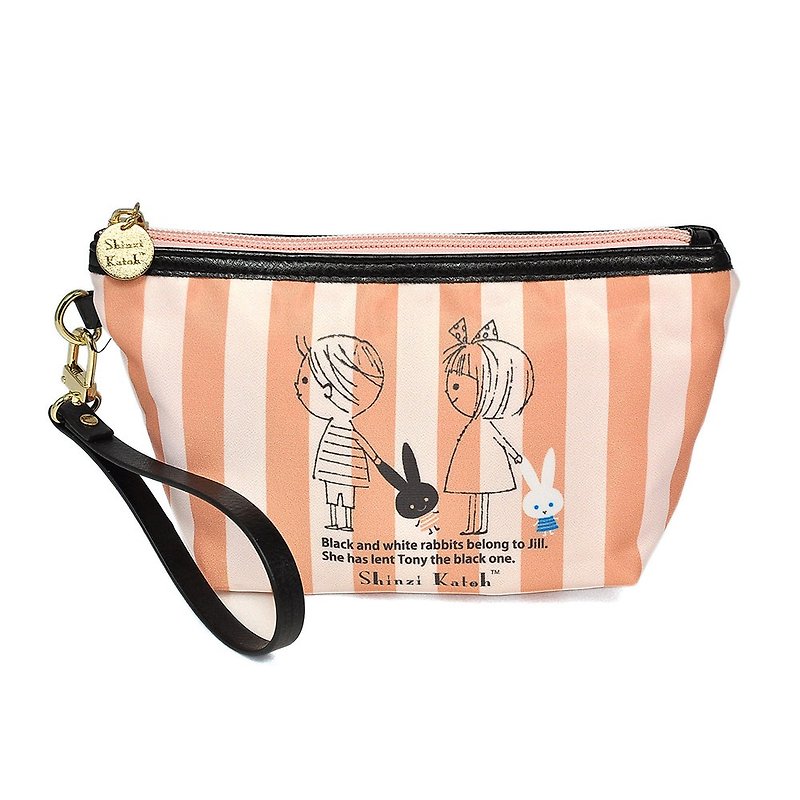 Shinji Kato Series of black and white striped rabbit - Cosmetic - Toiletry Bags & Pouches - Other Materials Pink