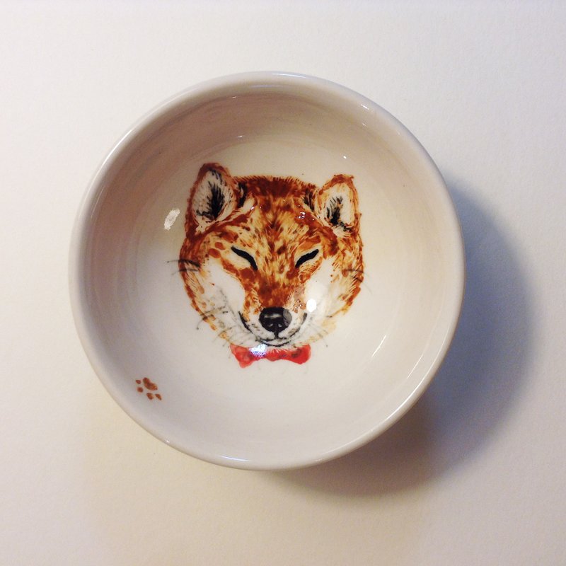 Painted small cup - squint Shiba - ถ้วย - เครื่องลายคราม สีเหลือง