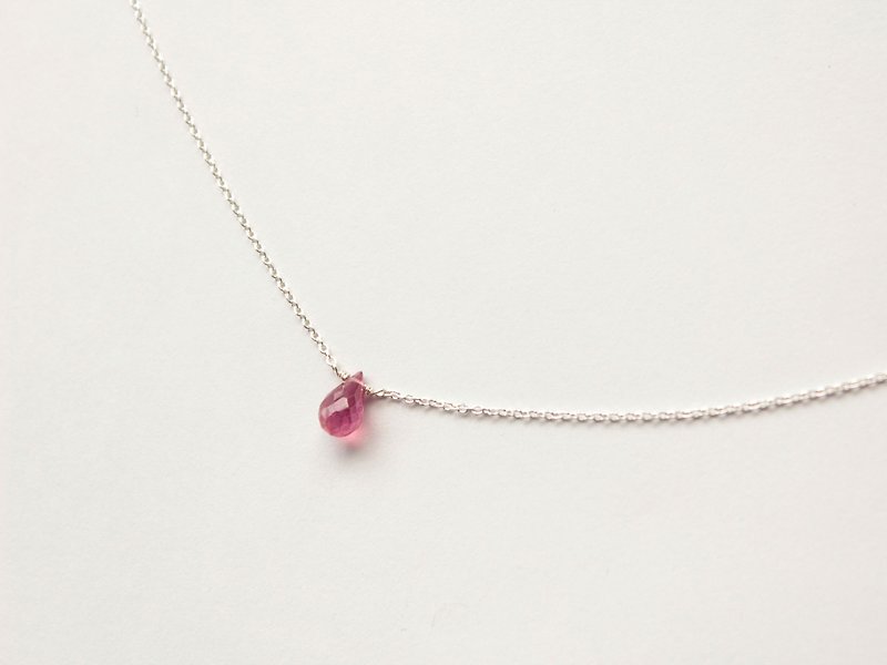 Journal Ruby/Rainbow Semi- Gemstone Bare Muscle Sterling Silver Clavicle Necklace - สร้อยคอ - โลหะ สีแดง